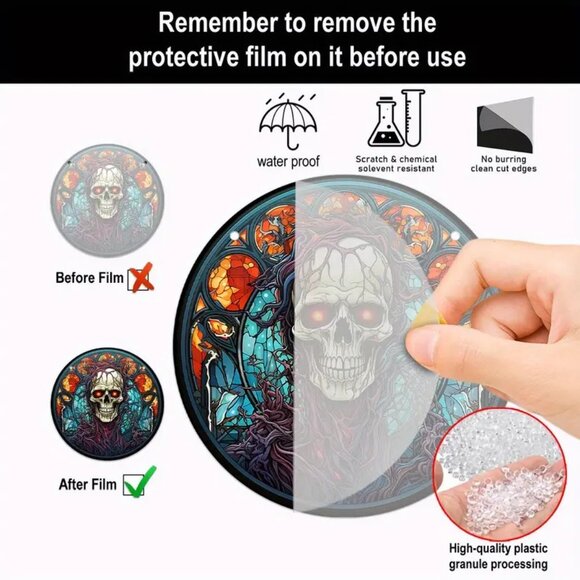 SKeleton Suncatcher Halloween Skull 6" Scary Spooky Horror Hanging In/Outdoor - Picture 3 of 3